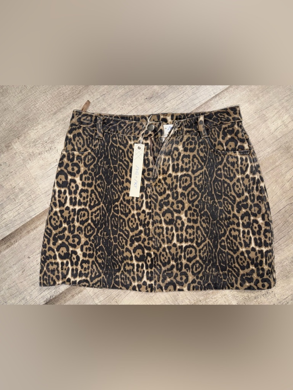 NWT She+Sky Leopard Print Mini Skirt - Brown & Black